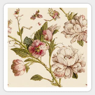 Vintage Peach and Pink Romantic Floral Sticker